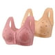 thumbnail image 1 of Karight 2-Pack Front Closure Daisy Bras for Women Comfort Wireless Full Coverage Button Front Everyday Bra for Seniors, 1 of 2