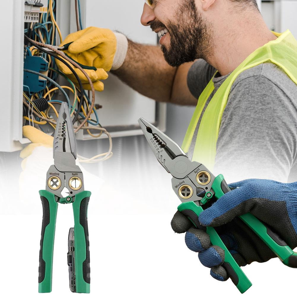 Multi-Functional Wire Stripping Pliers,Rechargeable Wire Strippers Tool with with Strippers/Crimper Wires Voltage Tester, Pl