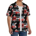 thumbnail image 4 of Vsdgher Fire and Rescue Truck Print Men's Wrinkle Free Untucked Cuban Shirt Business Casual Button Down Shirts Short Sleeve Shirt, 4 of 7