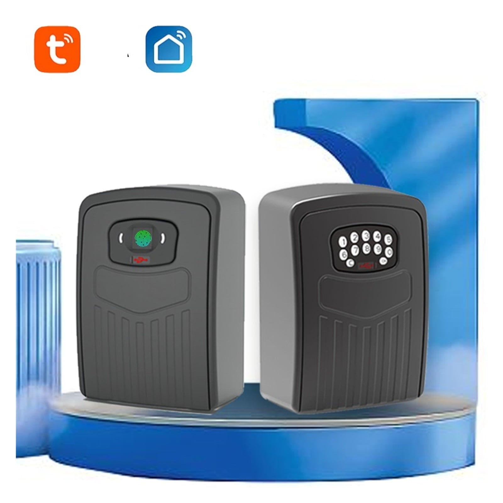 Fingerprint or Password Safe Key Box Bluetooth Storage Lock Box Smart Life App Wall Mount Security Anti-theft Lockbox ,Strong Construction