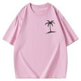 thumbnail image 2 of Men Summer Tops Men's Short Sleeve T Shirt Casual Round Neck 3D Coconut Print Short Sleeve Sports Holiday Top T Shirt Indoor Boy Plain Long Sleeved Shirts Men Guard Set Guard Long Summer Pink XL, 2 of 4