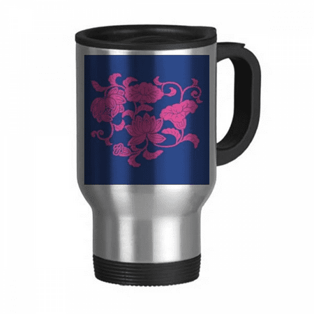 

Japanese Culture Red Flower Travel Mug Flip Lid Stainless Steel Cup Car Tumbler Thermos