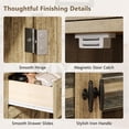 thumbnail image 6 of Laisnet 64" Farmhouse Sideboard Cabinet with 3 Drawers and 4 Doors, Adjustable Shelves and Curved Glass Doors, Large Storage Cabinet for Dining Room Living Room Kitchen, Natural, 6 of 8