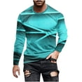 thumbnail image 2 of QUINDOS Mens Shirts Men's Fall And Winter Fashion Casual Round Neck Long Sleeve Pullover Stripe Printed Loose Fit Dressy T-shirts, 2 of 5