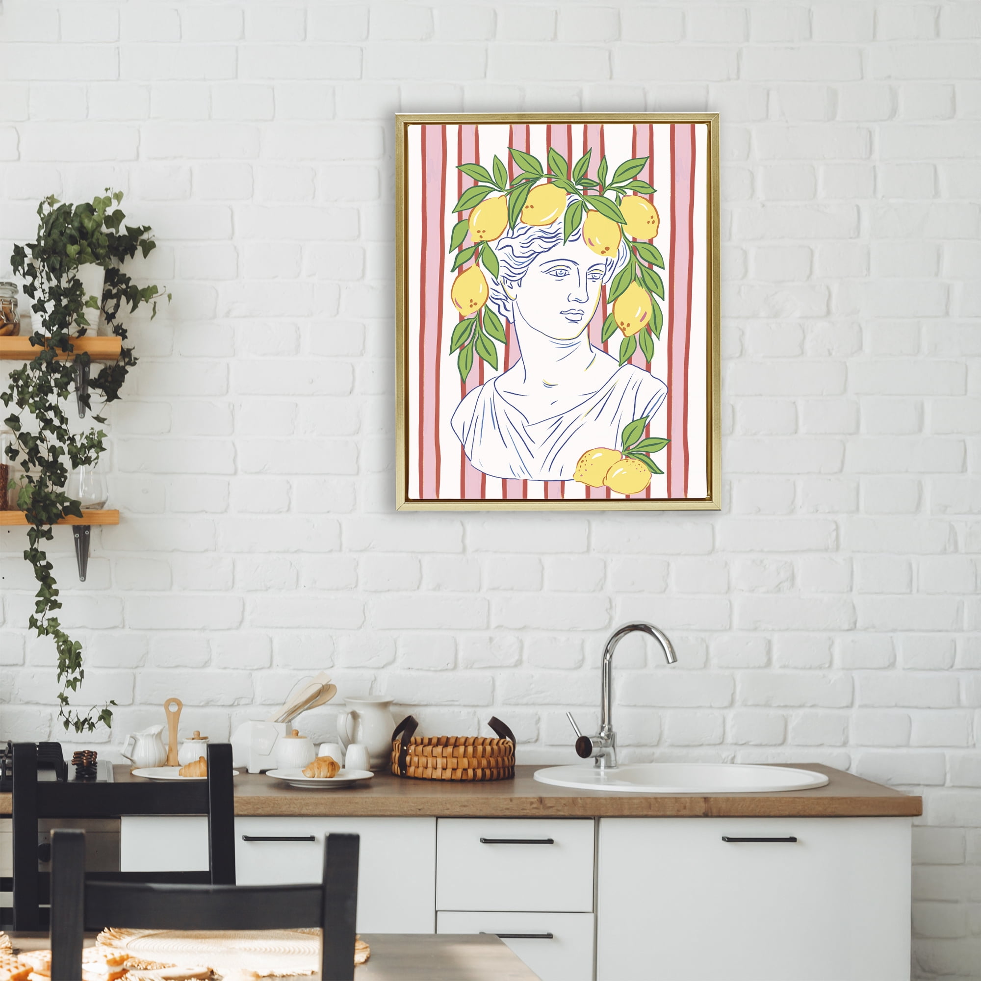Stupell Industries La Limona Sculpture Face Gold Framed Floater Canvas Wall Art, design by Radhika Modi