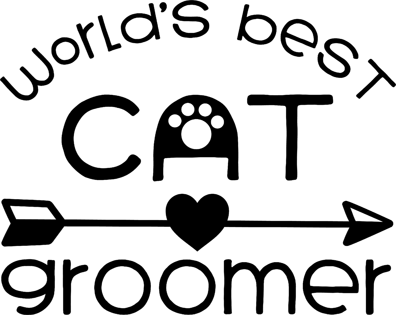 Worlds Best Cat Groomer Paw Print Heart Pets Funny Job Wall Decals for