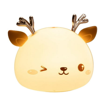 

Fovolat Night Light For Kids Cute Silicone Fawn Night Light For Kids Bedroom Decor LED Color-Changing Squishy Deer Night Lamp USB Rechargeable Touch/ Remote Control Lights kindly