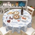 thumbnail image 4 of Blue Rustic Round Tablecloth 60 Inch French Country Cottage Print Table Cloth Vintage Farmhouse Washable Polyester Table Cover for Kitchen Dining Room Party Indoor Outdoor Home Decor, 4 of 6