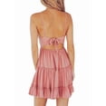 thumbnail image 3 of Summer Dresses for Women V-Neck Spaghetti Strap Bowknot Backless Sleeveless Lace Mini Dress Lotus Root Pink L, 3 of 9