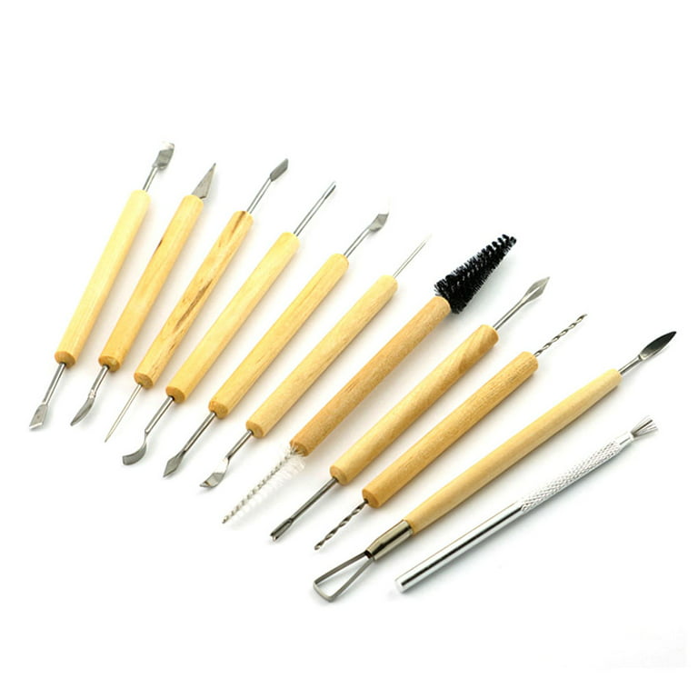 Ceramic Pottery Tools，8 Pieces Polymer Clay Tools, Clay Sculpting Tools,  Wooden Handle Pottery Tool Kit for Potters Beginners