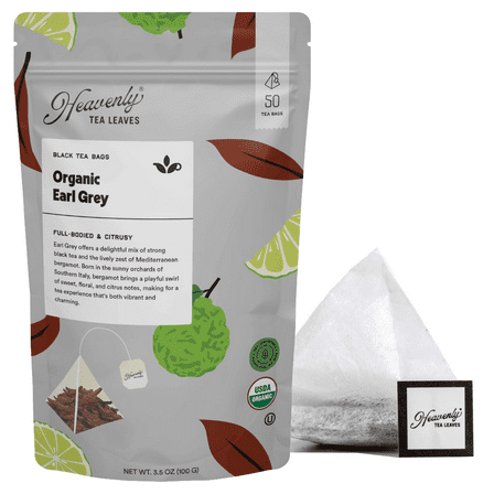 Heavenly Tea Leaves Organic Earl Grey, Compostable Pyramid Tea Bags (50 Count)