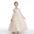 thumbnail image 5 of Elegant Tulle Flower Girl Dress A Line Applique First Communion Dresses with Sleeves Pageant Princess Party Gowns (2 -3Years）, 5 of 9