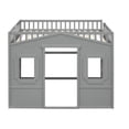 thumbnail image 5 of Triple Tree Full Size Kids Playhouse Solid Wood Loft Bed Frame with Window and Ladder, Gray, 5 of 6