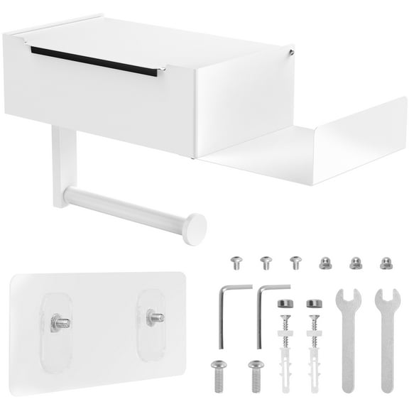 Keyohome Carbon Steel Bathroom Toilet Paper Holder With Wet Wipe Box Easy Cleaning No Drilling Wall Mount Toilet Roll Holder for Home Hotel