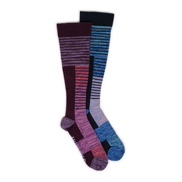 Muk Luks Women's Wide Width Cotton KneeHigh Compression Socks, 2 Pair