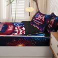 thumbnail image 5 of Manfei Retro Usa Printed Zipper Queen Comforter Set with Fitted Sheet and 2 Pillowcases,Vintage Firework Flag Zipper Bedding Set,Red Purple,Black Reversible,4pcs, 5 of 8
