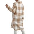 thumbnail image 5 of Aellinatey Womens Long Fleece Plaid Jacket Cozy Lapel Button Down Sherpa Shacket Fall Winter Plaid Coats, 5 of 7