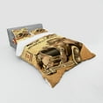 thumbnail image 2 of Ambesonne Vintage Bedding Set 4 Pcs, Old Style Car Repair, Queen, Sepia Red, 2 of 2