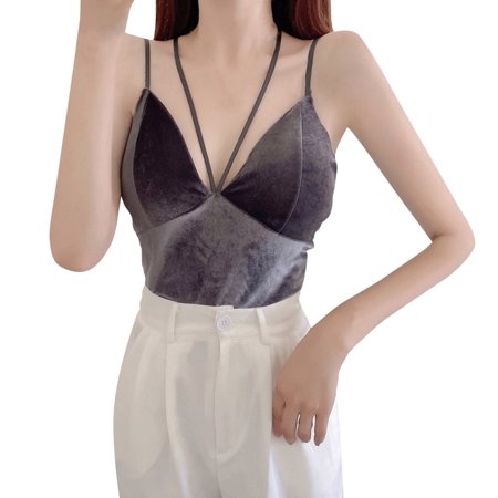 

NECHOLOGY Women Casual Solid Color Beauty BBack With Sleeveless Camisole Womens Cotton Camisoles with Lace Vest Grey One Size