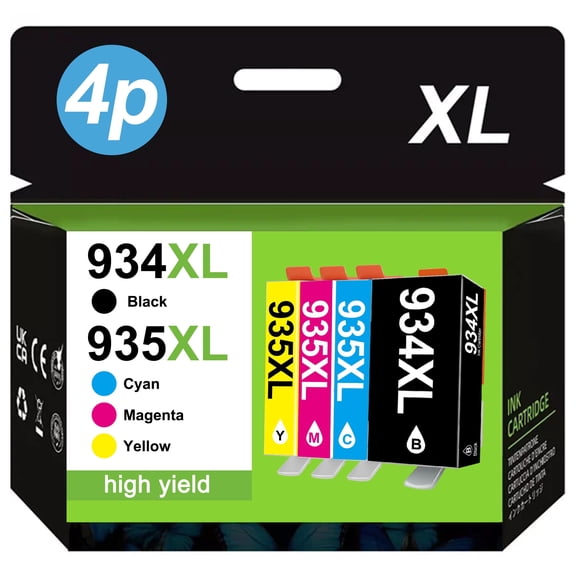 935XL 934XL Ink Cartridges Compatible for 934 935 Ink Cartridges Work with Officejet 6220 6812 Officejet Pro 6230 Printers(4 Pack)
