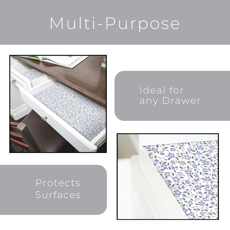 Smart Design Shelf Liner Bonded Grip - 12 Inch x 10 Feet - Non Adhesive,  Strong Grip Bottom, Easy Clean Drawer and Cabinet Protector - Home and  Kitchen - Lavender Wildflower 