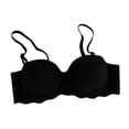 thumbnail image 2 of Gymayou Women Wireless Push Up Bra Comfort Lift Support Bralette Wavy Edge Adjustable Strap Seamless Bras Black B, 2 of 4
