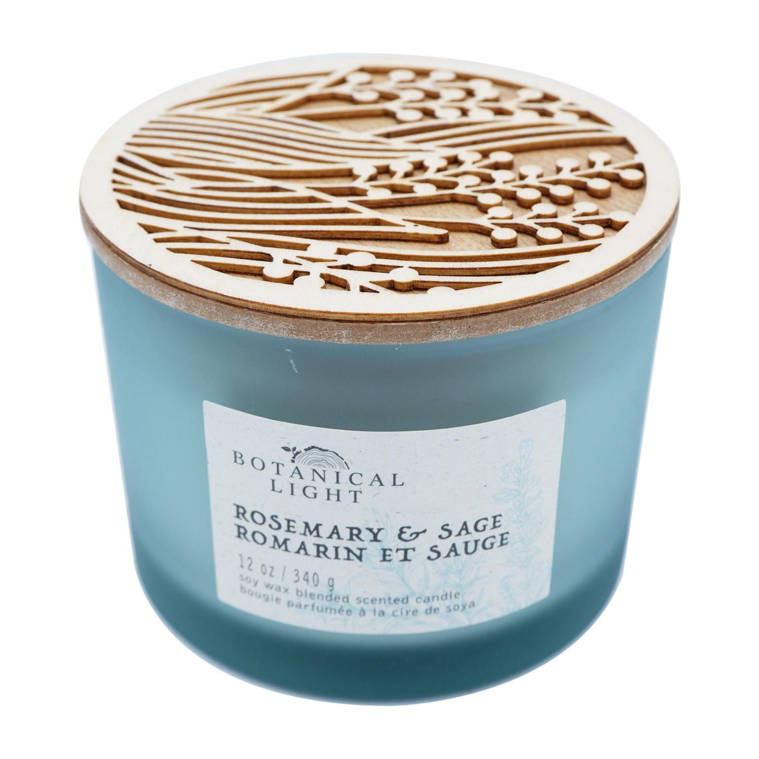 340g Romarin et sauge BOUGIE PARFUMÉE À LA CIRE DE SOYA