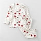 thumbnail image 1 of Conjunto de pijama de dos piezas para niños, de poliéster, con cuello vuelto, manga larga, estampado informal, top de solapa y pantalones largos., 1 of 3