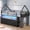 Black & Vintage Brown, variant on Toogaho Twin Size Loft Bed with 8 Storage Drawers & Open Shelf,House-Shape Design,Metal Bed Frame with Under-Bed Play Space & LED Light,No Box Spring Needed,Black & Vintage Brown