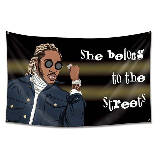 Tapiz con diseño de bandera de anime «Ella pertenece a Streets», 90 x 150 cm