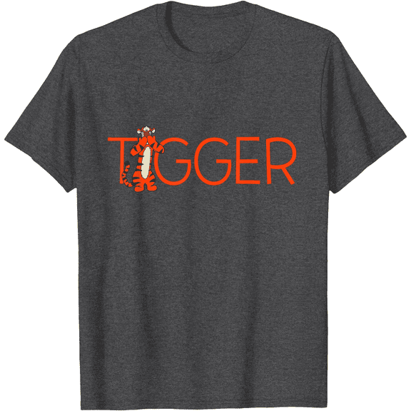 Winnie the Pooh Tigger Classic Lettering Unisex Softstyle T-Shirt for Men Women Kids,Dark Heather Grey Color,Size M