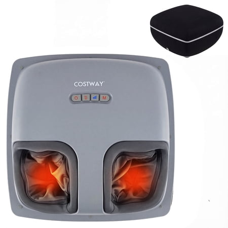 Costway Shiatsu Foot Massager with Heat, 3-Level Deep Kneading & Air Compression, Timer Black