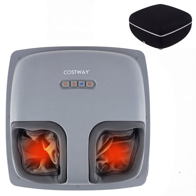 Costway Shiatsu Foot Massager with Heat, 3-Level Deep Kneading & Air Compression, Timer Black