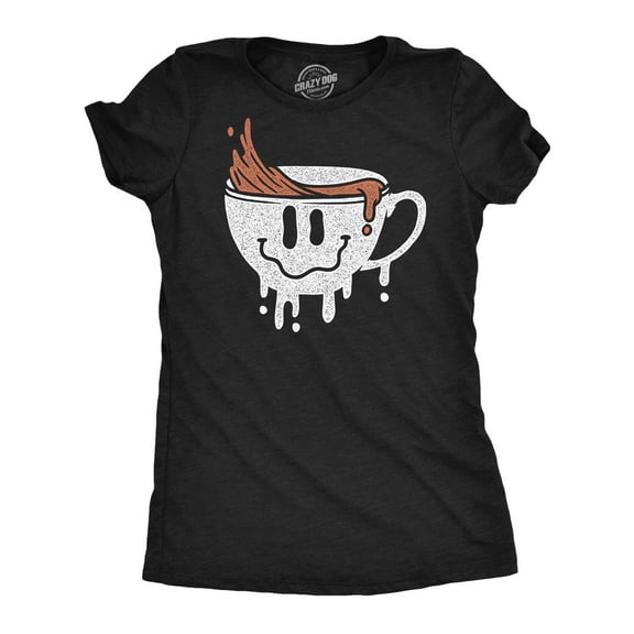 Womens Dripping Coffee Smile Funny T Shirts Caffeine Graphic Tee for Ladies Womens Graphic Tees