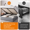 thumbnail image 6 of Einfach Full Size Lift Up Hydraulic Bed Frame, Upholstered Velvet Storage Headboard Platform Bed with LED Light and Built-in Charging Station, Grey, 6 of 9