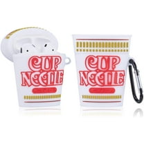 for Airpods 1/2 Cute Case, 3D Cartoon Food Ramen Fashion Soft Silicone Airpod Shockproof Skin Funny Fun Cool Design Accessories Cover Air pods Cases for Kids Teens Girls Boys (Cup Noodle)