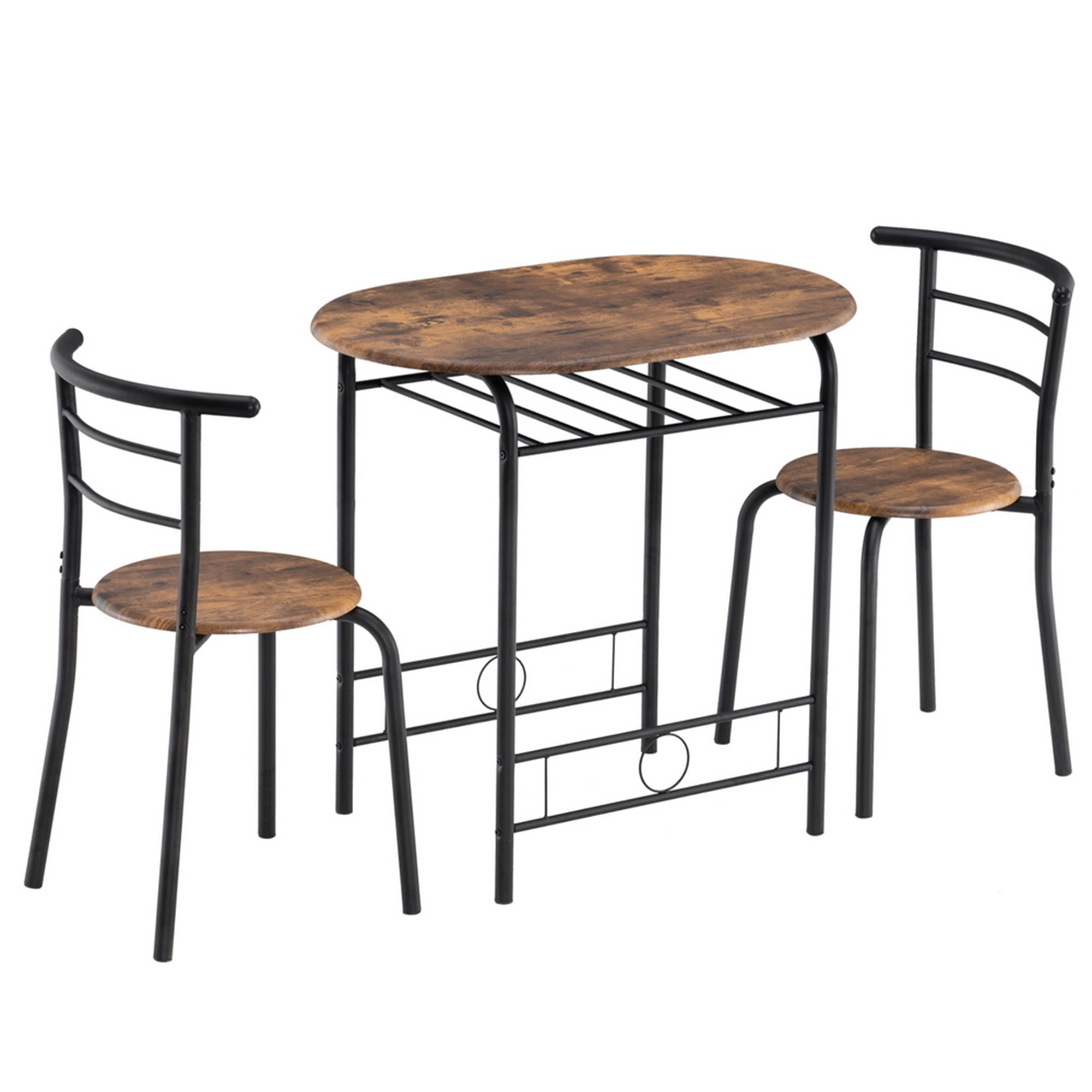 Spaco 3Ps Breakfast Small Kitchen Breakfast Table Set Space Saving PVC Chairs and Table Set for Apartment Dining Room, Fire Wood Black Spaco 3Ps Breakfast Small Kitchen Breakfast Table Set Space Saving PVC Chairs and Table Set for Apartment Dining Room, Fire Wood Black