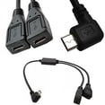 thumbnail image 1 of CNKOO Micro USB 5 Pin Male to 2Female Y Splitter Cable Left Right Angle Charger, 1 of 3
