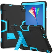 ELEHOLD Rugged Hybrid Case for Walmart ONN 10.1 Inch Tablet Gen 3 2022(Model:100071485), Tri-Layers Hard PC Soft Silicone Hidden Kickstand Anti-Scratch Shockproof Heavy Duty Kids Case,Black   Blue