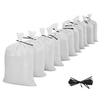 KFFKFF Durable Sand Bags, 50-Pack 14" x 26", Empty Flood Protection Bags with Tie Strings, Woven Polypropylene Material with UV Resistance, 50 lbs Capacity