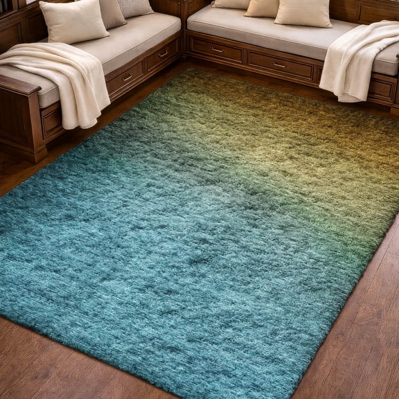 Addison Rugs Dream Shag Premium Machine Washable Transitional Ombre Brown Rectangle Rug, 10' x 14'