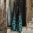 thumbnail image 3 of QATAINLAV Women's Casual Leopard Print Jumpsuits Linen Wide Leg Overalls Plus Size Loose Fit Rompers Summer Adjustable Straps Playsuit One Piece Pants, Green, XL, 3 of 6