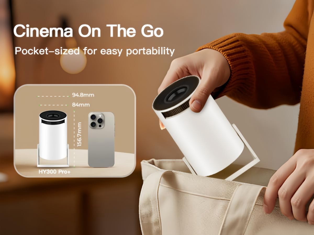Projector with Wi-Fi 6 &  5.4, 1080P 4K Support Full HD, Auto  360 °   Portable Home Cinema  Projector for iOS/Android X1