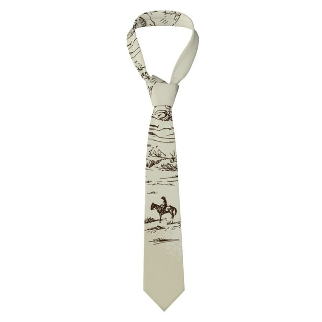 Fotbe Wild West Desert With Cowboys Corbata Clásica para Hombre con Estampado – Corbata de Seda Jacquard Tejida, para Negocios, Bodas y Eventos Formales