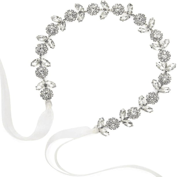 Tocados de Novia con Perlas, Accesorios para el Cabello Tocados con Hojas Diadema de Novia de Boda Diadema de Boda de Perlas Románticas con Diamantes de Imitación Flores