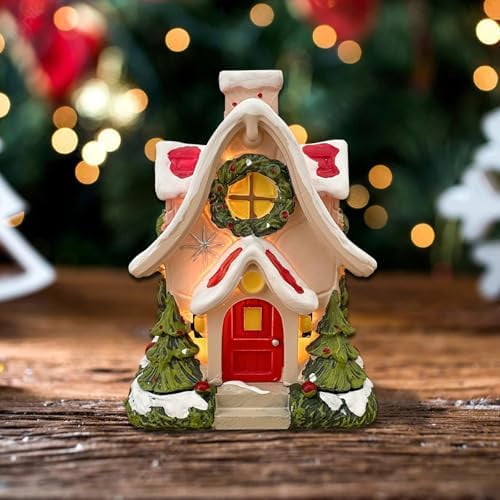Christmas Cabin Incense Burner, Christmas Village House Incense Burner, Village Chimney Incense Cone Holder, Log Cabin Incense Burner for Holiday Decor Home Indoor Chimney (White) White White