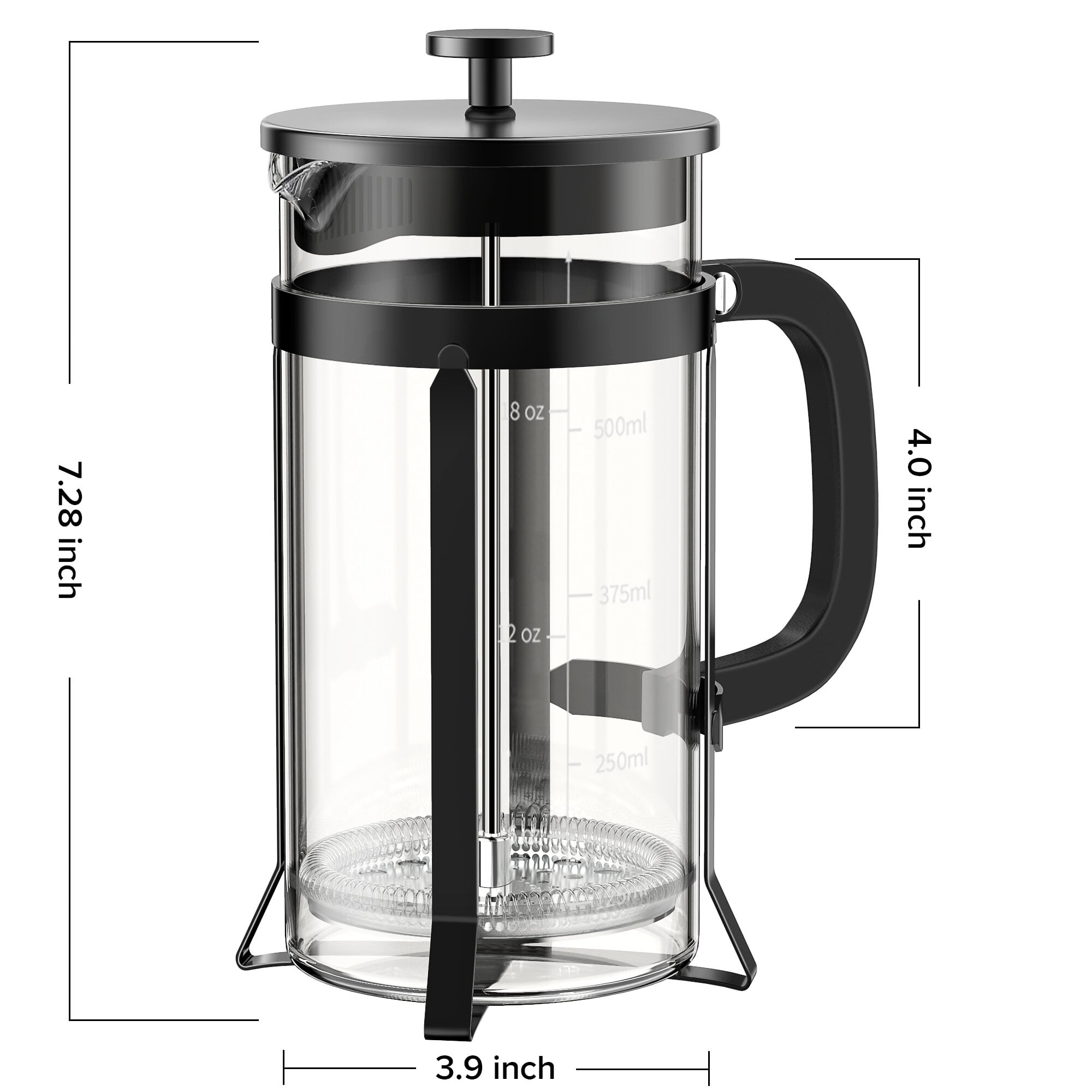 QUQIYSO French Press Coffee Maker, 34 Ounce, 304 Stainless Steel French  Press with 4 Filter, Borosilicate Glass Coffee Press, 100% BPA Free, Heat  Resistant Durable, Silvery 