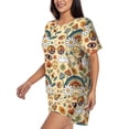 thumbnail image 2 of Bixox Women's Mushrooms And Rainbows Peace Printed Pajama Set 2 Piece Lounge Set Top and Shorts Soft Pajamas, Shorts with Pockets, 2 of 7