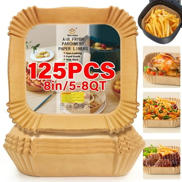 Air Fryer Liners Disposable, 125 pack Non-stick, 8 Inch Unbleached Parchment Paper Liners for 5-8QT Air Fryer, Oil-proof, Water-proof, Food Grade Air Fryer Accessories