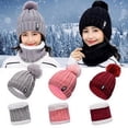 thumbnail image 2 of Winter Knitted Scarf Hat Set Thick Warm Skullies Beanies Hats For Women Outdoor Cycling Riding Ski Bonnet Caps Scarf, 2 of 9